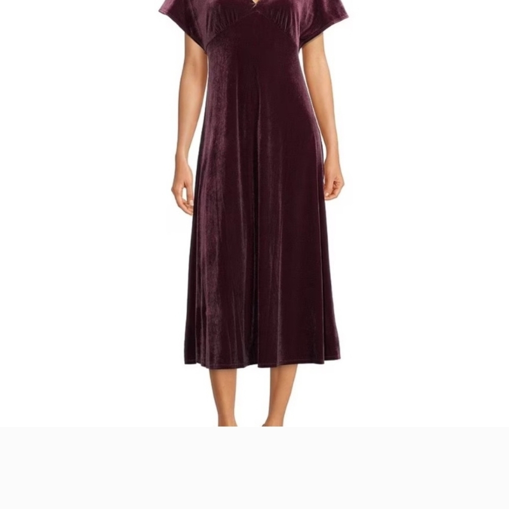 Taylor Velvet Midi Dress in Rich Plum